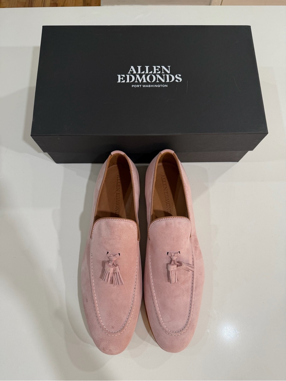 Allen Edmonds Pink Suede Tassel Loafers